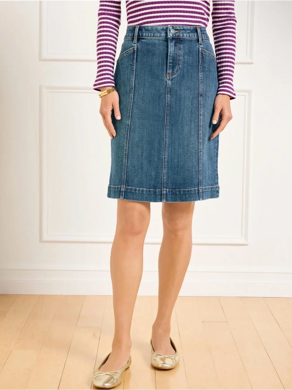 Talbots DENIM A-LINE SKIRT - MONTAUK WASH size 12